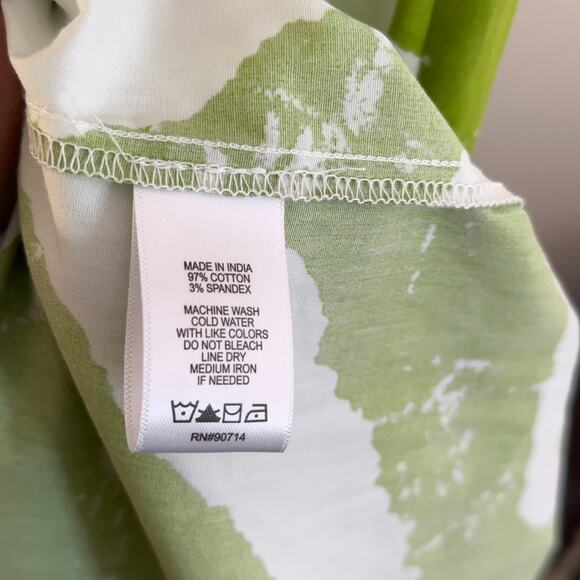 1. STATE Tiered Cotton Poplin Maxi Dress Green White Abstract Leaf Sz S {P34} - Picture 8 of 8